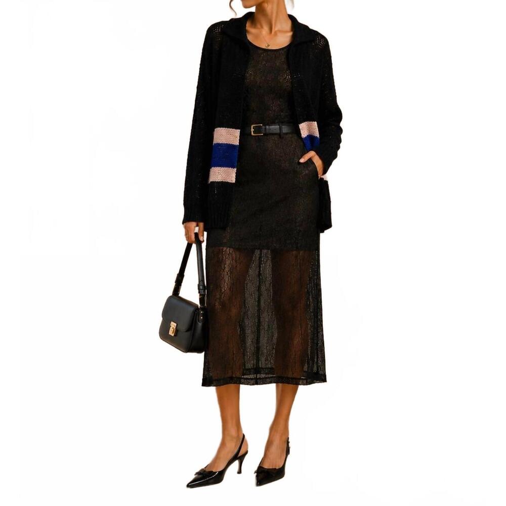 NEW PIER ANTONIO GASPARI st penn cardigan in nero/bluette